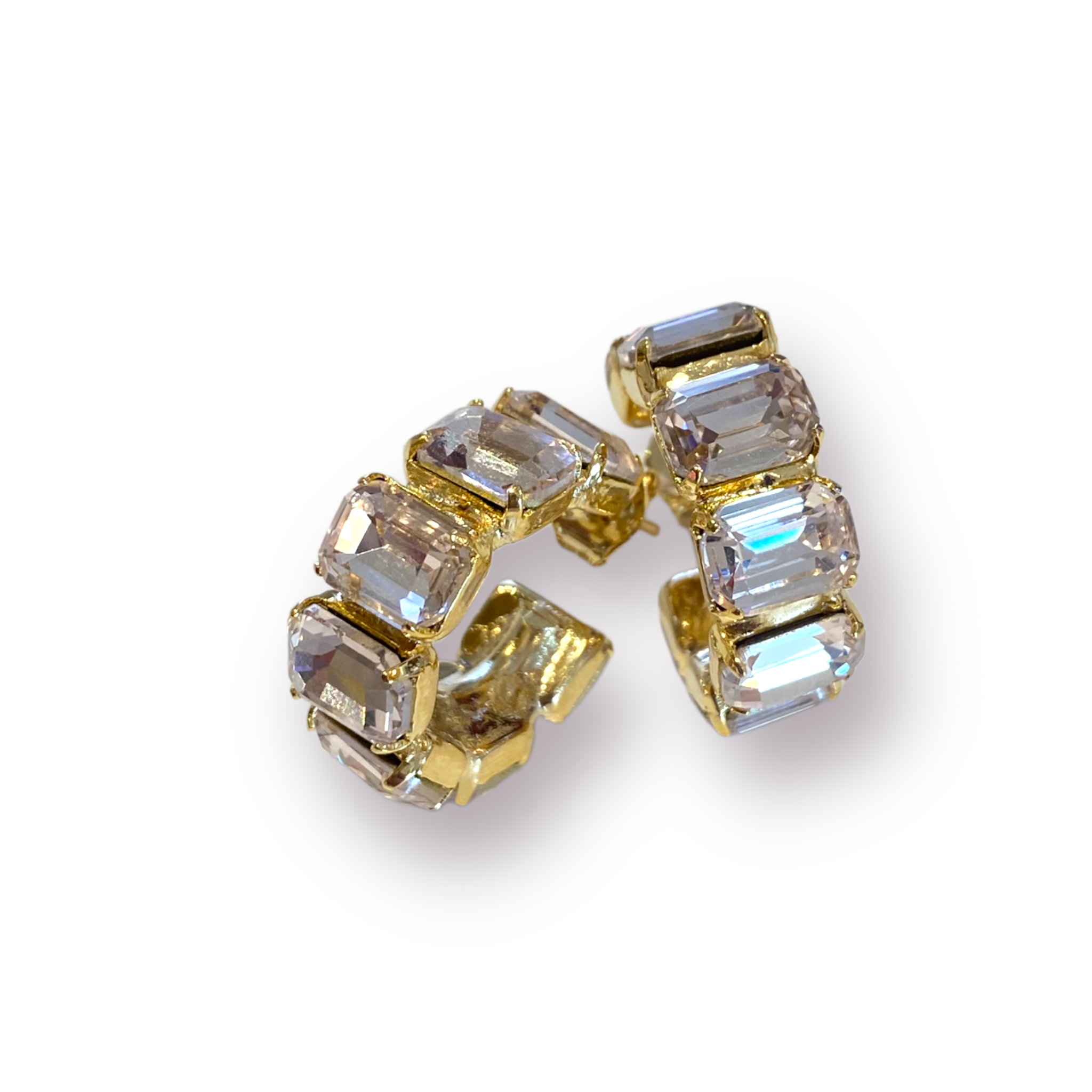 Orecchini Diamond Accessori donna cerchi con pietre Ottagonali Elly