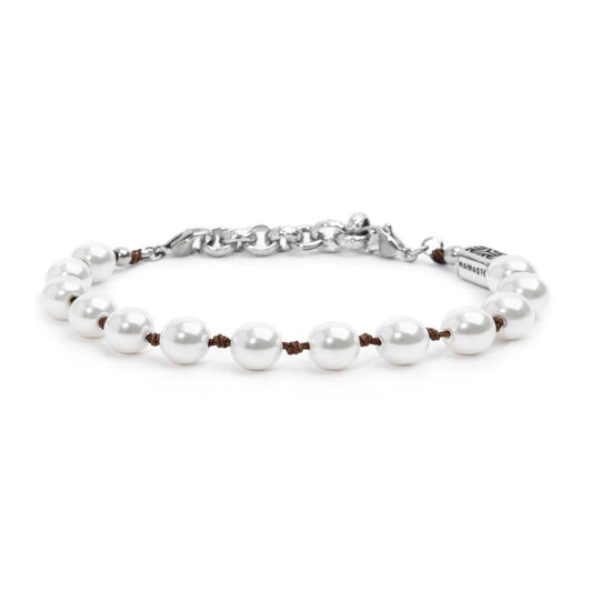 Bracciale Marlù unisex cordino marrone con perle