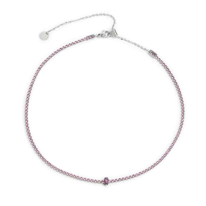 COLLANA MARLU' DONNA tennis con zirconi e zircone centrale baguette