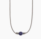 Collana Mabina Uomo in argento con cordino grigio e pietra lapis