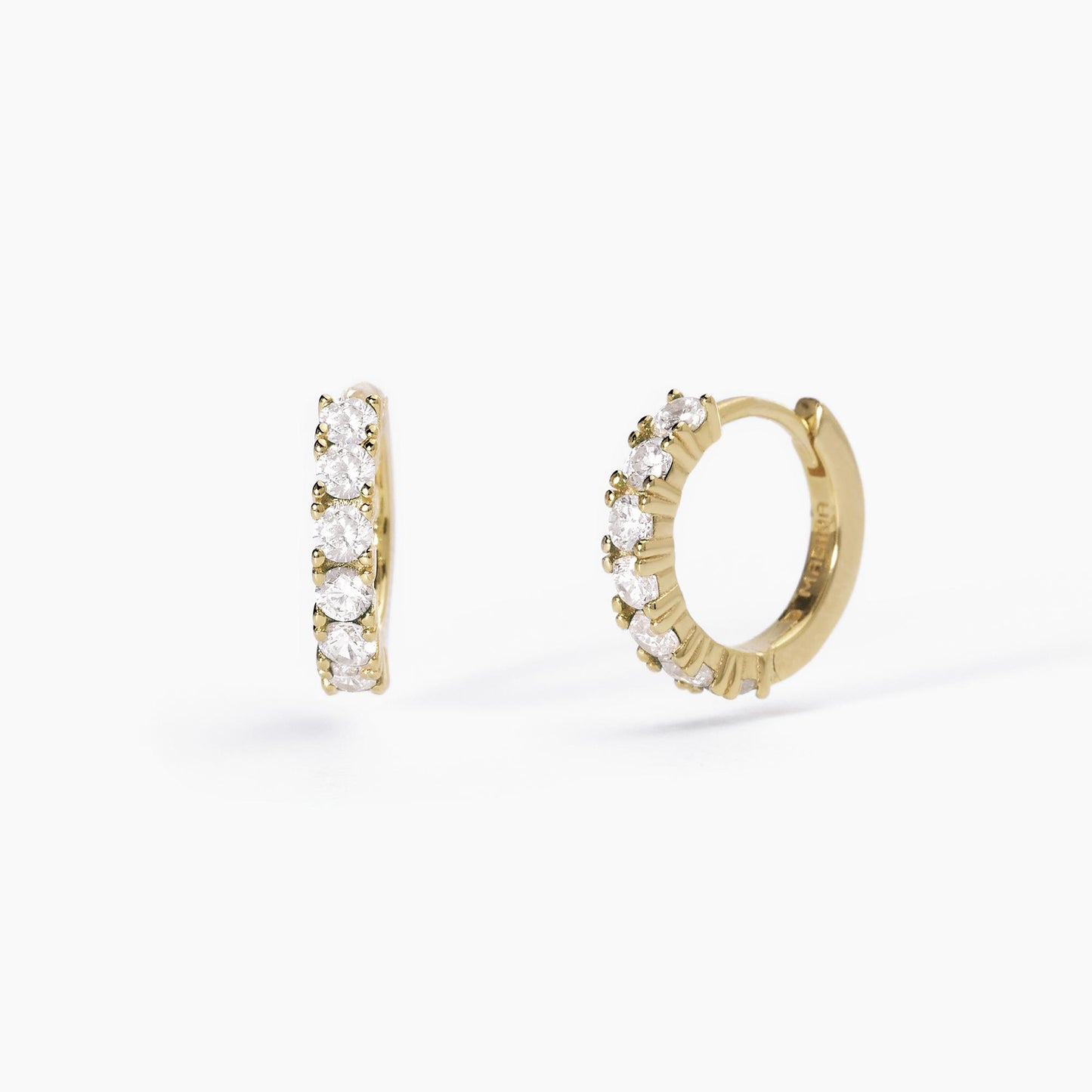 Orecchini Mabina donna in argento a cerchio in argento placcato oro con zirconi bianchi