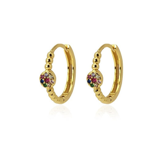 Orecchini a cerchio Anartxy donna Sferette e zirconi multicolor