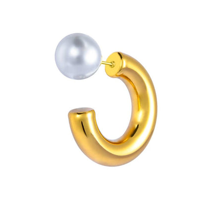 Mono orecchino Marlù cerchio bombato 2,9cm con perla