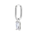 Mono Orecchino Marlù Donna ovale con zircone baguette Bianco