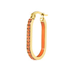 Mono orecchino Marlù donna ovale con zirconi e smalto gold