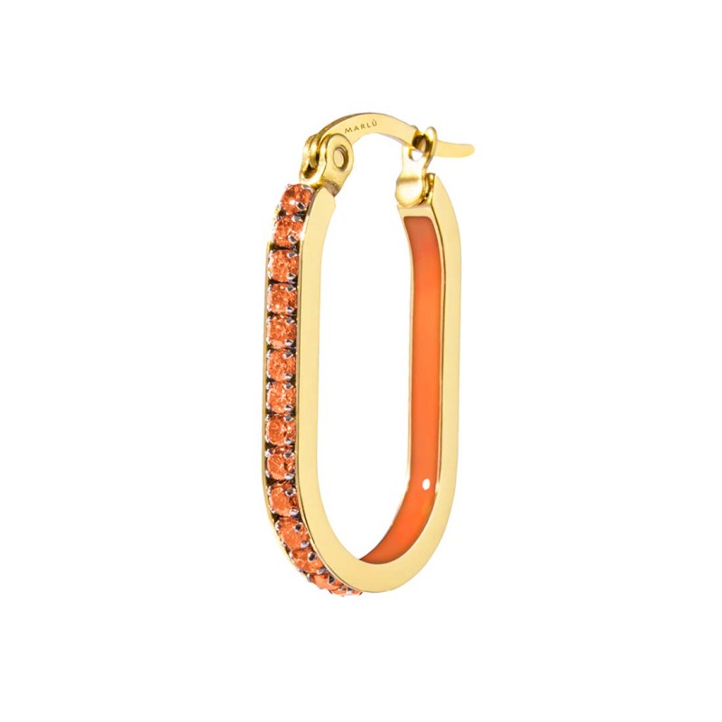 Mono orecchino Marlù donna ovale con zirconi e smalto gold