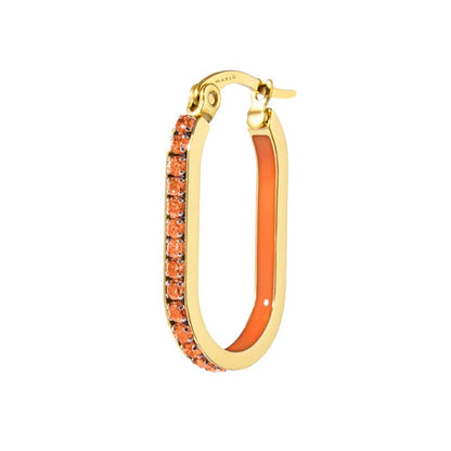 Mono orecchino Marlù donna ovale con zirconi e smalto gold