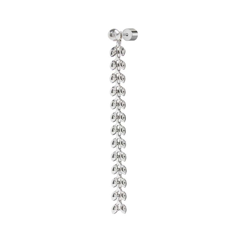 ORECCHINO MARLÙ DONNA PENDENTE CON CATENA A FOGLIA CHEVRON ARGENTO