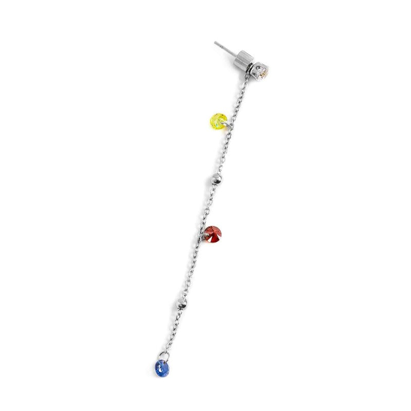 Mono orecchino Marlù donna cristalli colorati e sfere 7,5cm