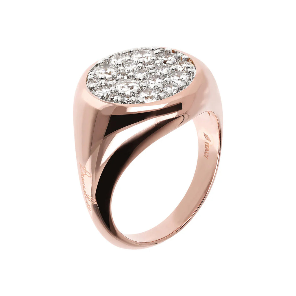 Anello Bronzallure Chevalier Piccolo con Pavé Tondo in Cubic Zirconia