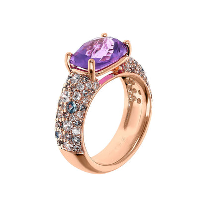 Anello Bronzallure con Prisma Gem Taglio Mosaico e Pavé di Cubic Zirconia