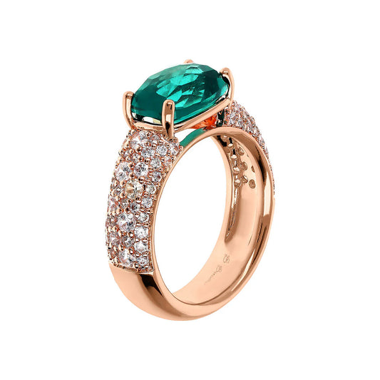 Anello Bronzallure con Prisma Gem Taglio Mosaico e Pavé di Cubic Zirconia