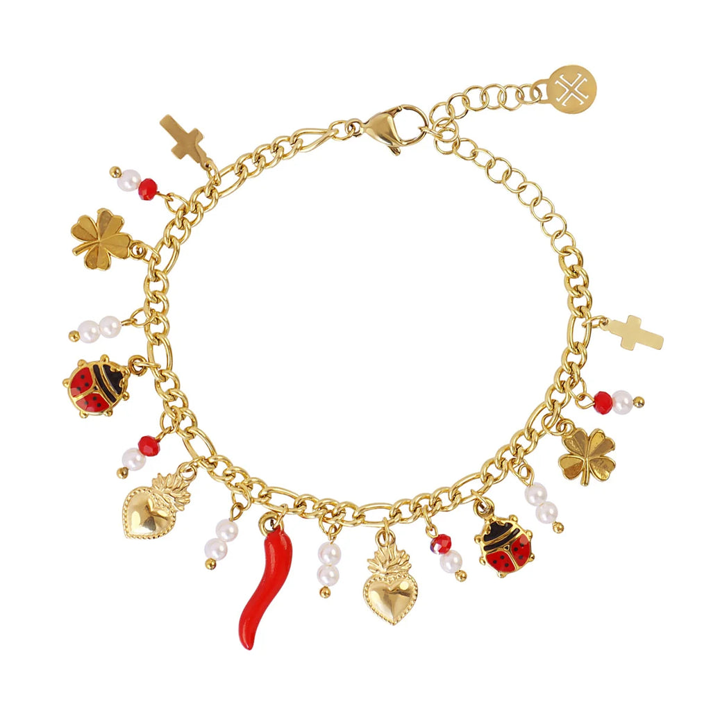 Bracciale Anartxy donna Portafortuna Cornetto rosso