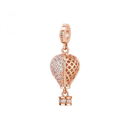 Charm Rosato Storie Mongolfiera rosè, zirconi e smalto bianco
