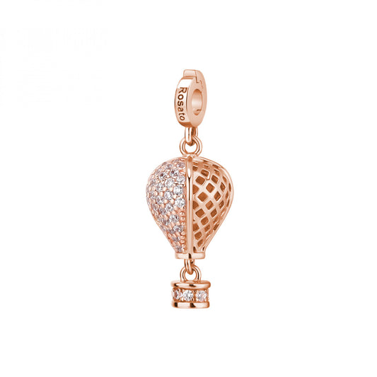 Charm Rosato Storie Mongolfiera rosè, zirconi e smalto bianco