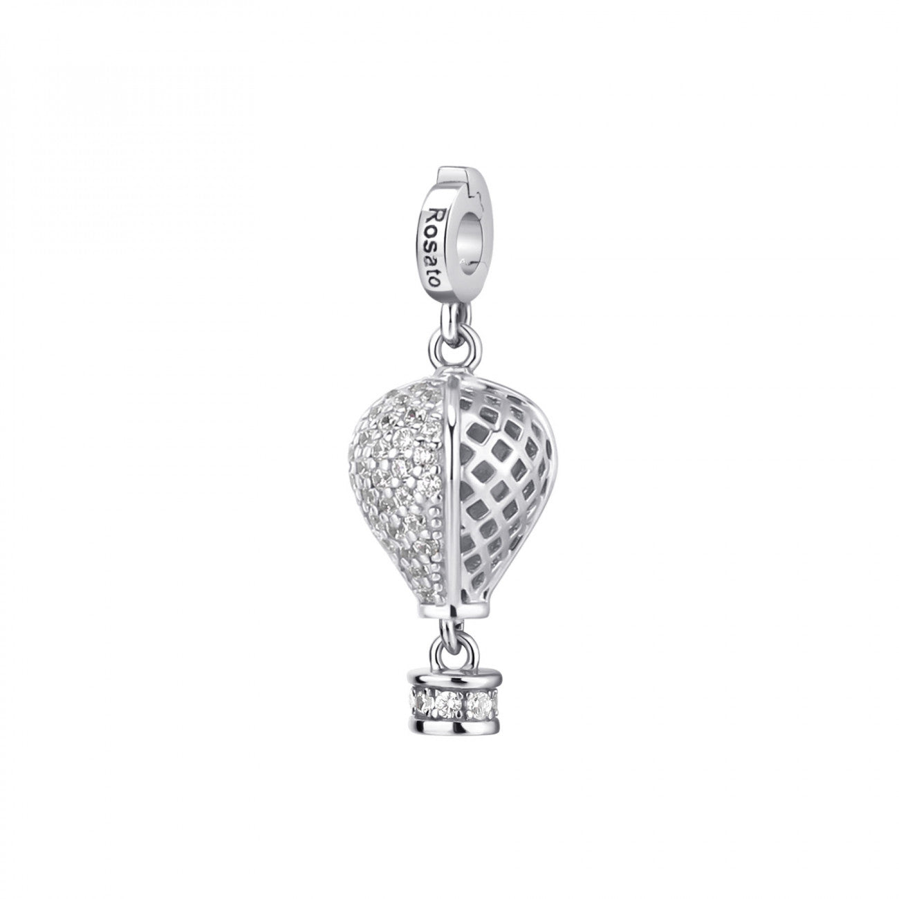 Charm Rosato Storie Mongolfiera zirconi e smalto viola