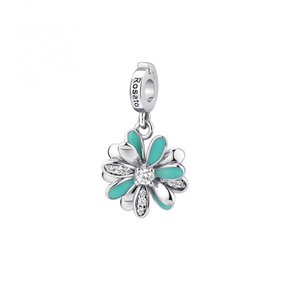 Charm Rosato Storie Margherita con zirconi e smalto turchese