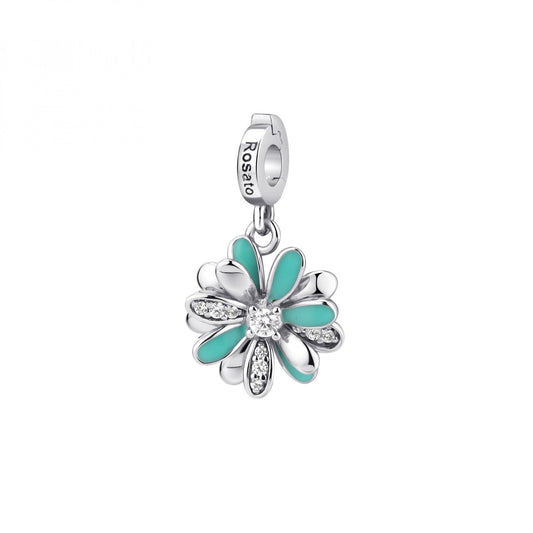 Charm Rosato Storie Margherita con zirconi e smalto turchese