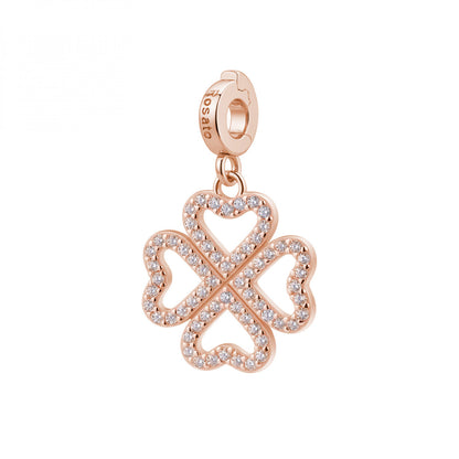 Charm Rosato Storie Quadrifoglio rosè con zirconi