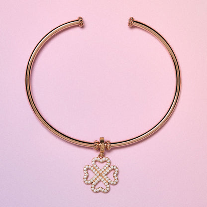 Charm Rosato Storie Quadrifoglio rosè con zirconi