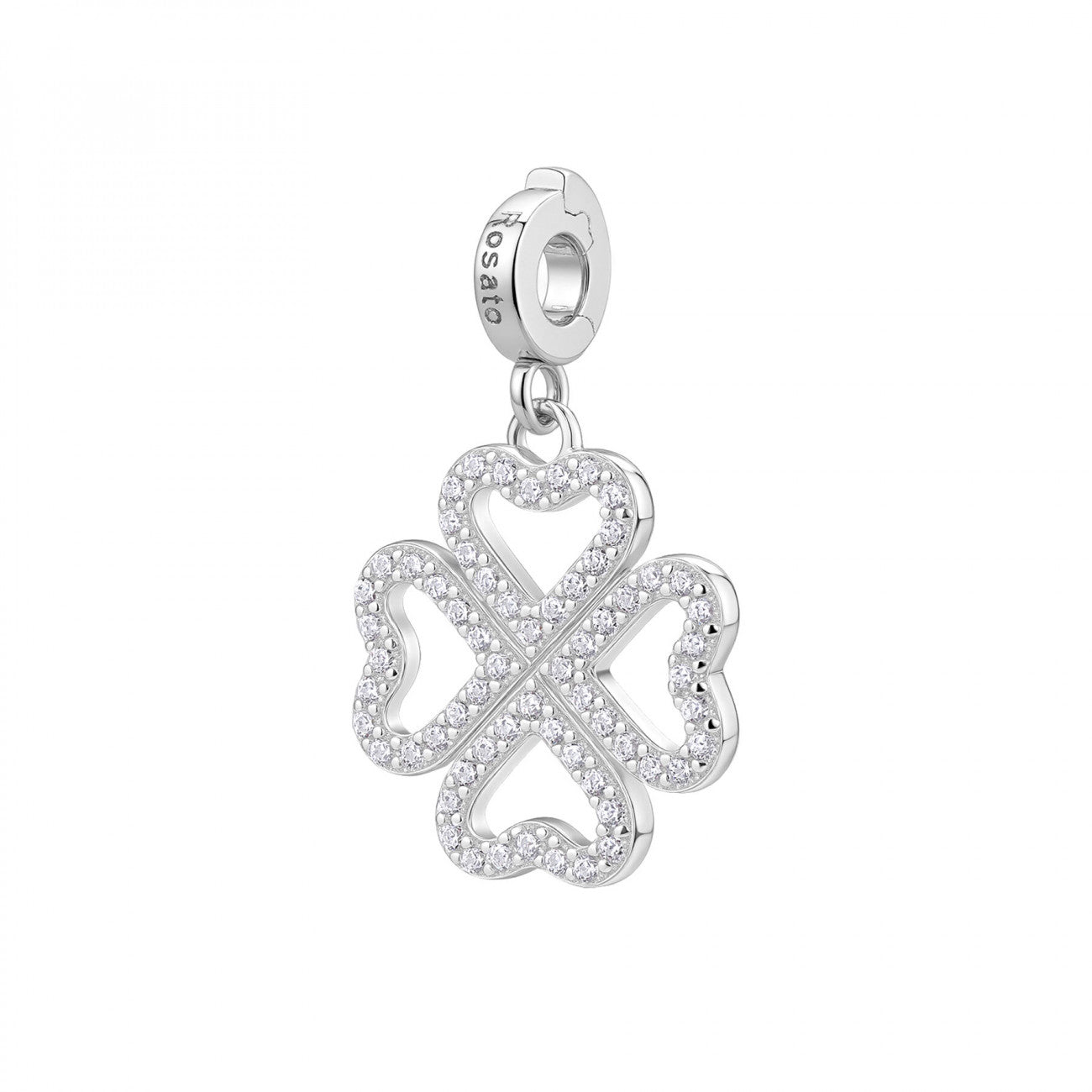 Charm Rosato Storie Quadrifoglio con zirconi