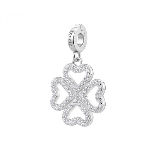 Charm Rosato Storie Quadrifoglio con zirconi