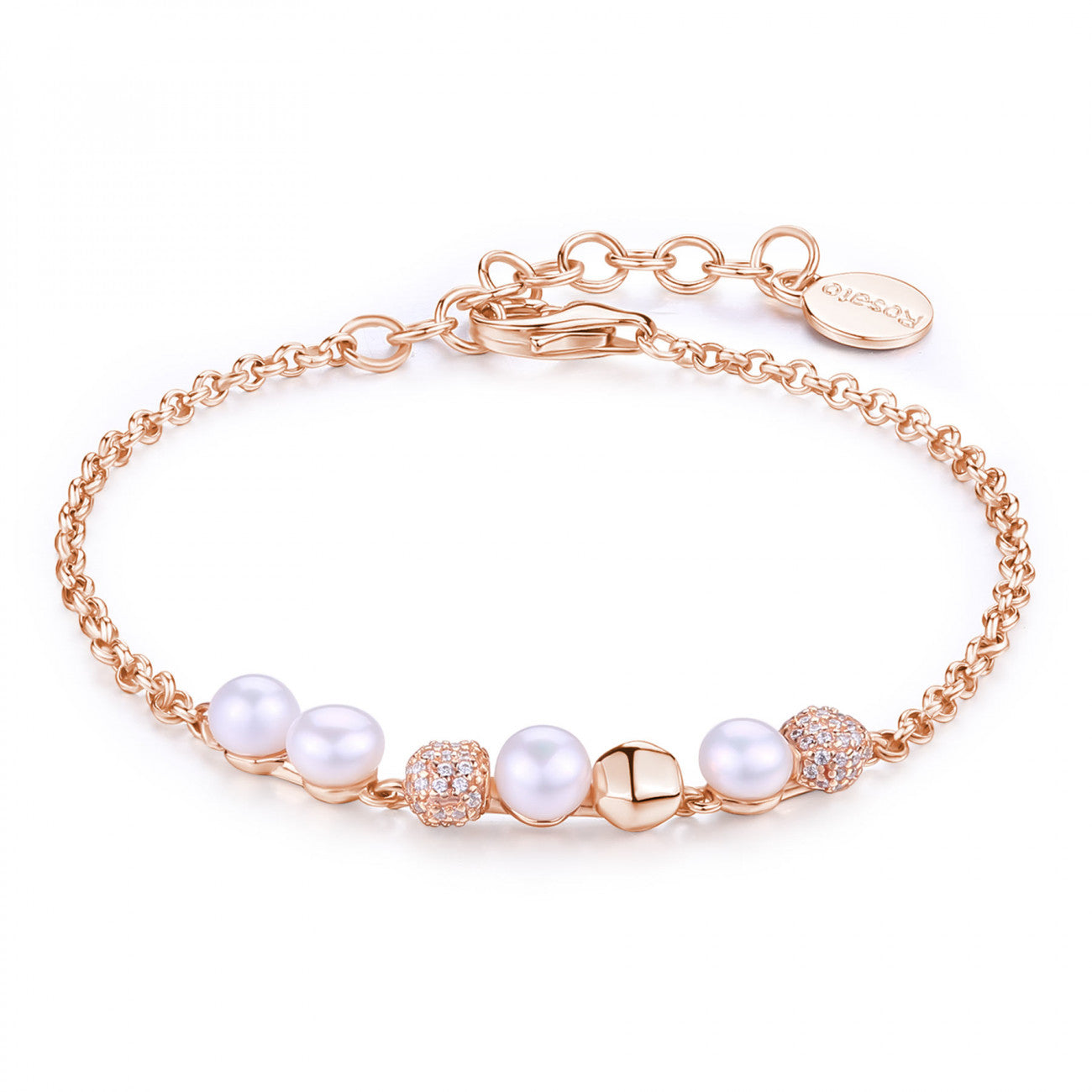 Bracciale donna Rosato Azzurra morbido Perle e sfere rosè