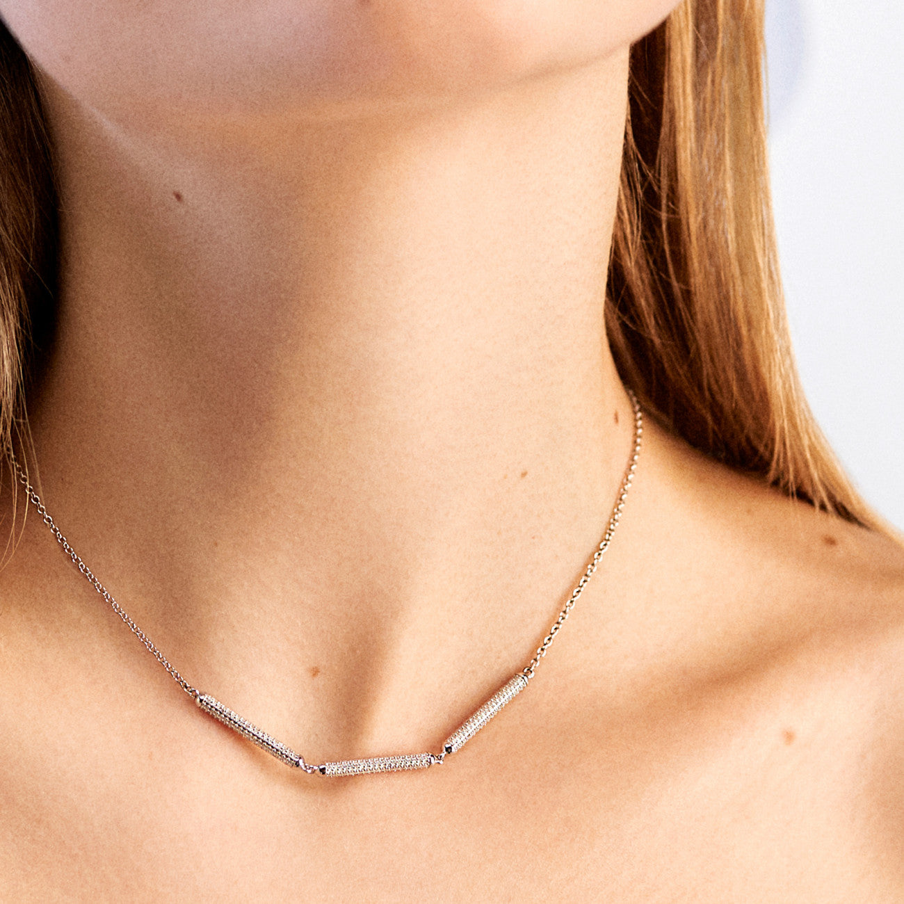 Collana girocollo Rosato Bianca Pavè tris