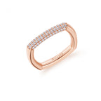 Anello quadrato Rosato Bianca Pavè rosè