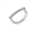 Anello quadrato Rosato Bianca Pavè stondato