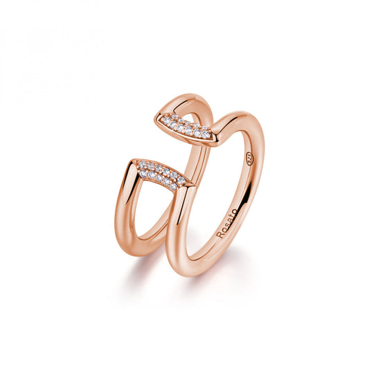 Anello doppio Rosato Bianca Pavè double rosè