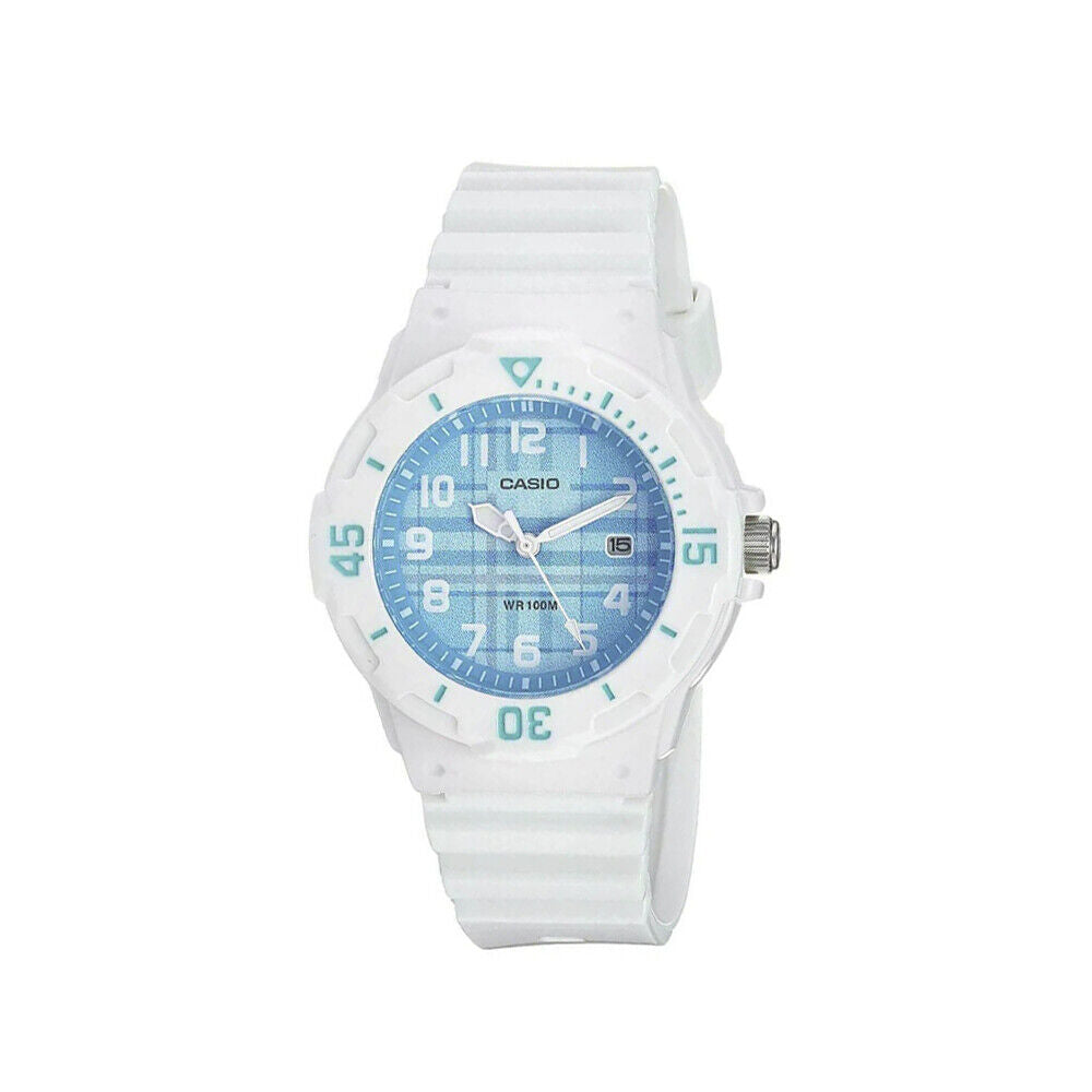 Orologio Casio bambino Analogico Bianco con quadrante celeste a quadri