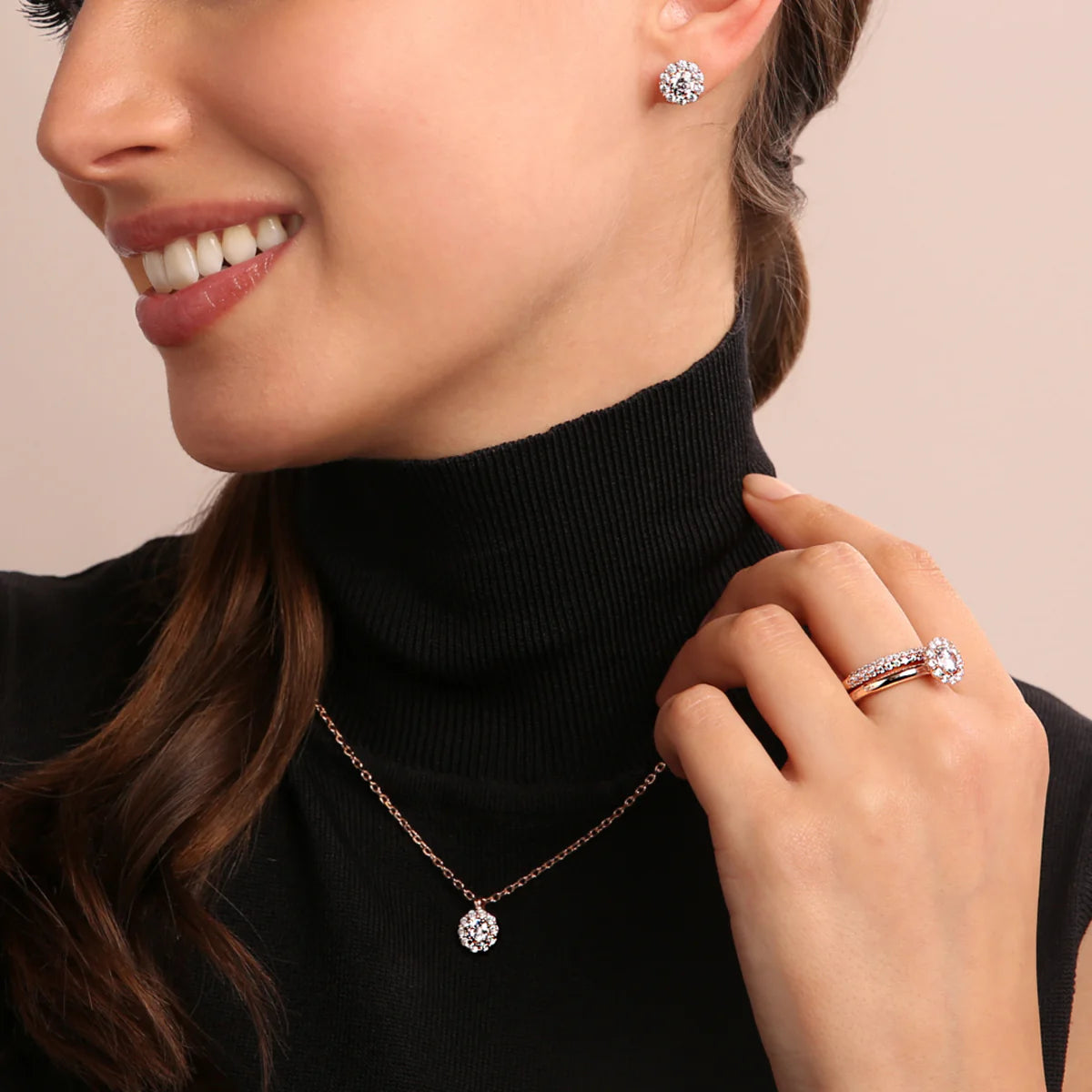 Set di Anelli Bronzallure con Fedina e Fiore in Cubic Zirconia