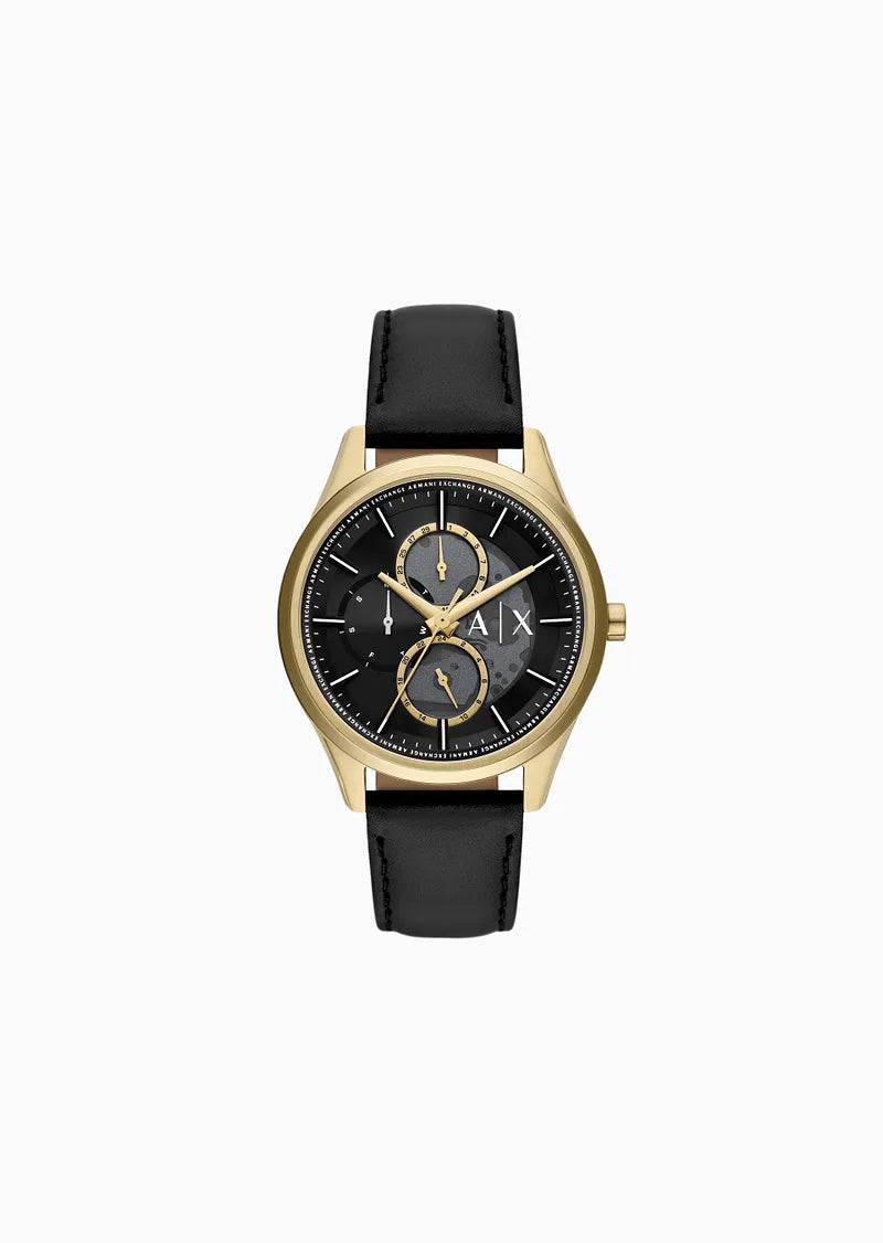 Orologio Armani Exchange black gold pelle