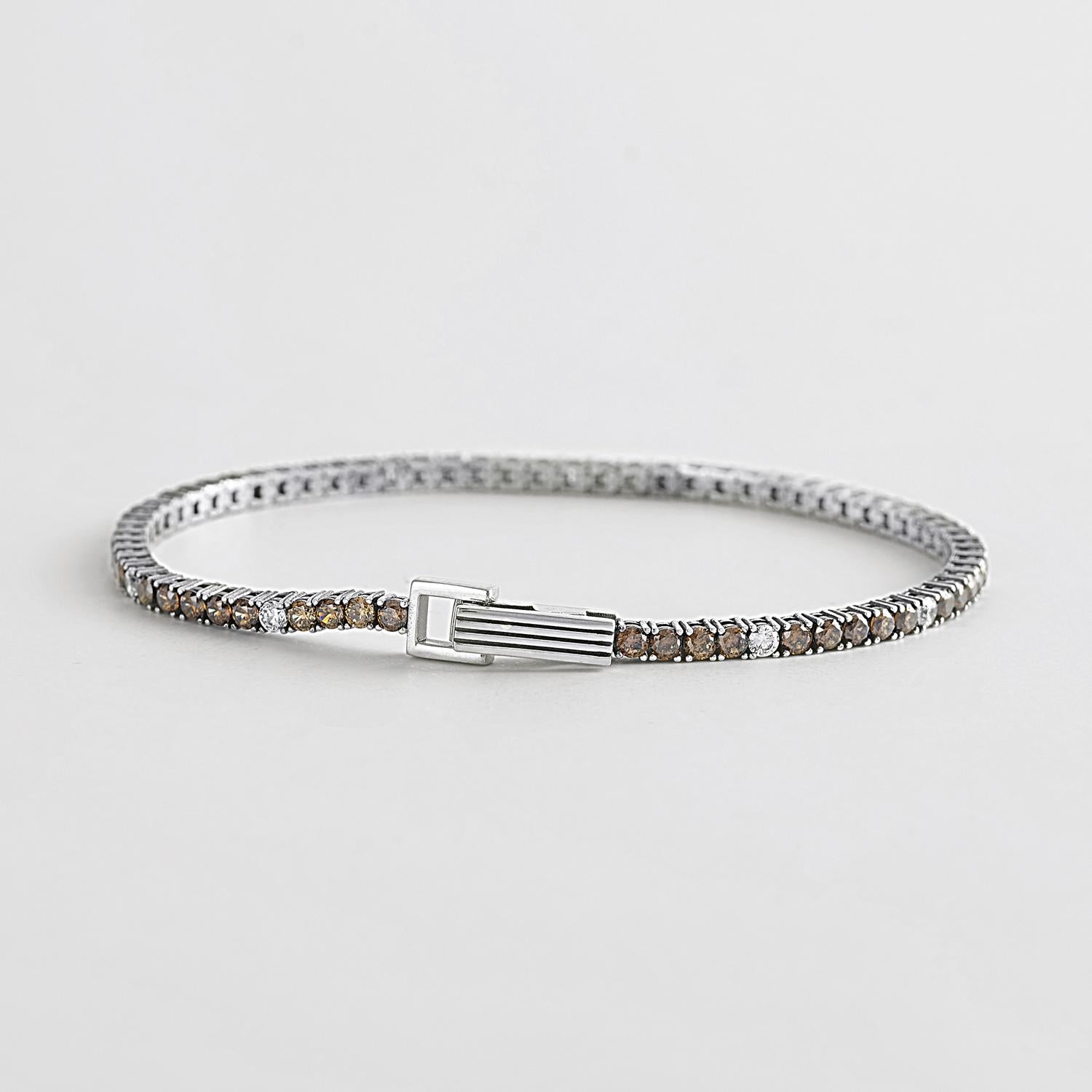 Bracciale Mabina Tennis Club Zirconi Brown e Bianchi