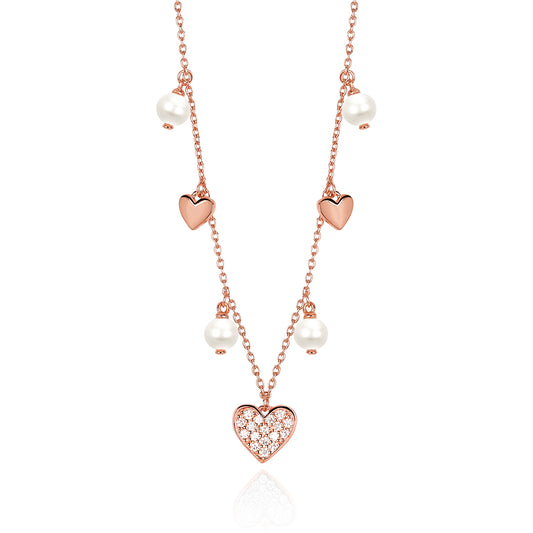 Collana Mabina cuori con perle