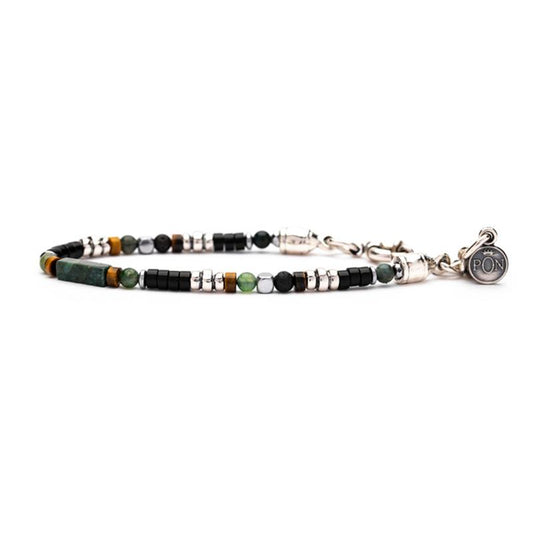 Bracciale Portonovo uomo pietre naturali agata verde e pietra lavica