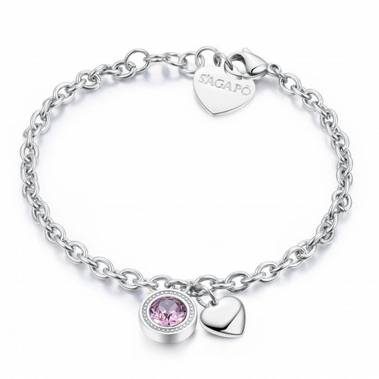 Bracciale S'Agapò donna Lucky Light Cuore e Swarovski Rosa