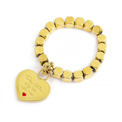 Anello Marlù Donna elastico con pendente cuore Sorella PVD Oro