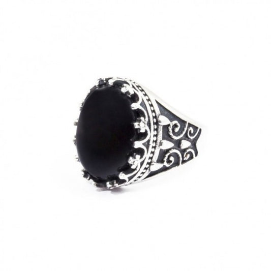 Anello Marlù uomo cabochon satinato agata nera