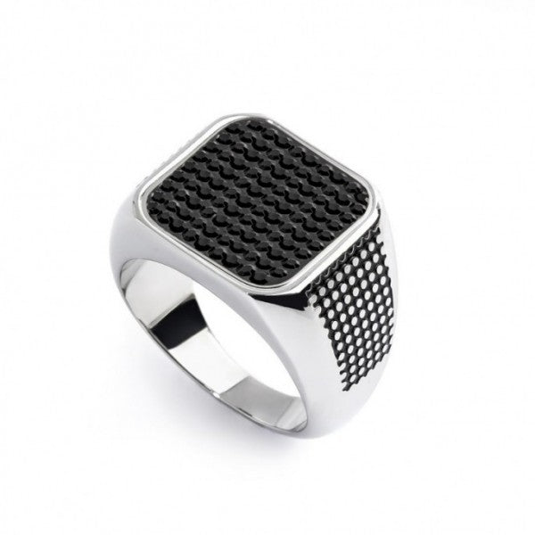 Anello Marlù CHANGY quadrato con piastrina Cristalli Neri