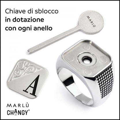 Anello Marlù CHANGY quadrato con piastrina lettera