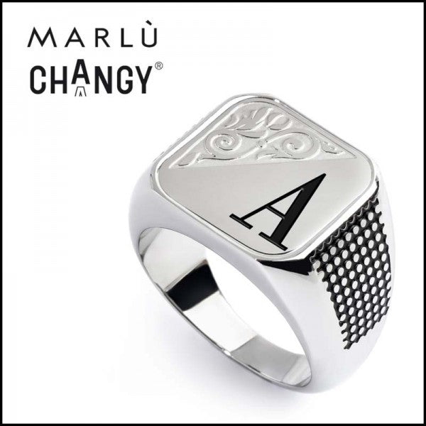 Anello Marlù CHANGY quadrato con piastrina lettera