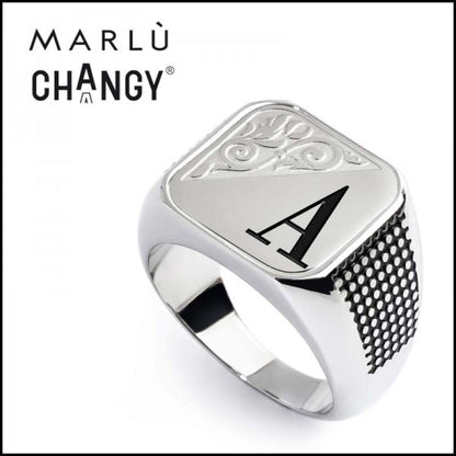 Anello Marlù CHANGY quadrato con piastrina lettera