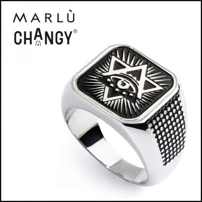 Anello Marlù CHANGY quadrato con piastrina Occhio