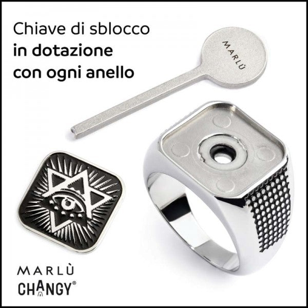 Anello Marlù CHANGY quadrato con piastrina Occhio