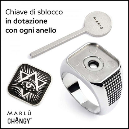 Anello Marlù CHANGY quadrato con piastrina Occhio