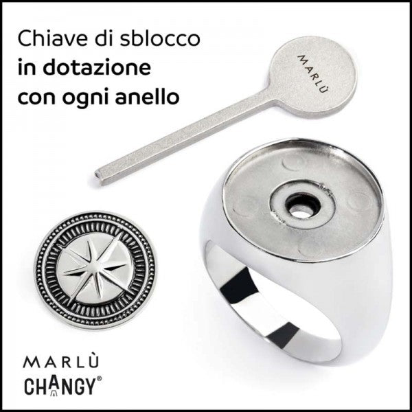Anello Marlù CHANGY tondo con piastrina Rosa dei Venti