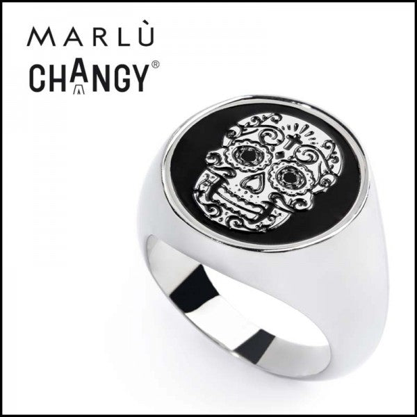 Anello Marlù CHANGY tondo con piastrina Teschio