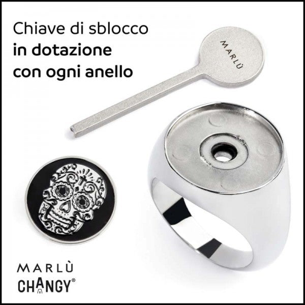Anello Marlù CHANGY tondo con piastrina Teschio